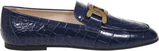 TOD'S Blauwe Loafer met Ketting Blue Dames