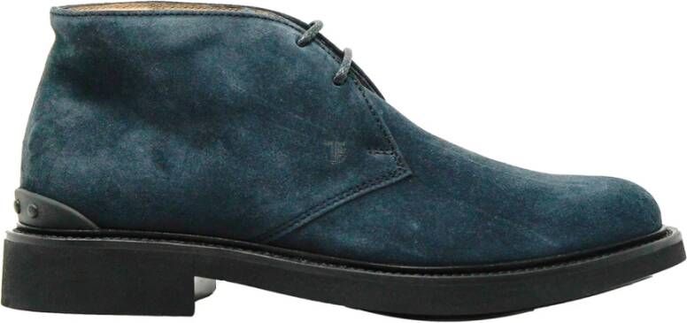 TOD'S Blauwe Suède Enkellaarzen Blue Heren