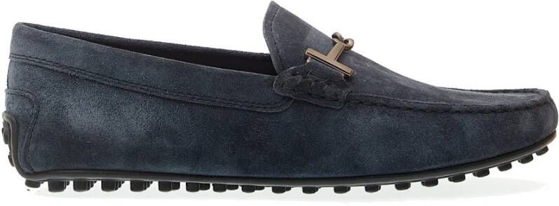 TOD'S Blauwe Suède Loafer Mocassins Blue Heren