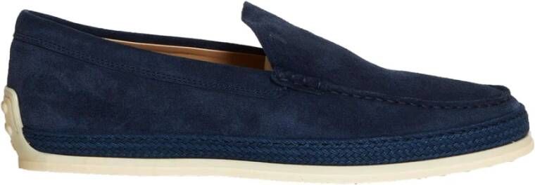 TOD'S Blauwe Suède Loafer Schoenen Blue Heren