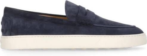 TOD'S Blauwe Suède Loafers Blue Heren