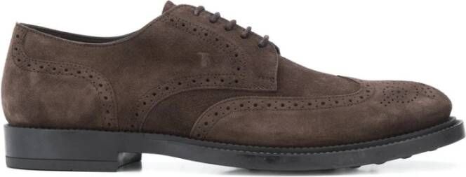 TOD'S Blauwe Suede Marrón Oxford Goma Heren Instappers Brown Heren