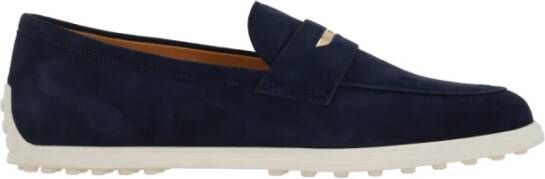 TOD'S Blauwe Suède Penny Loafers Blue Dames