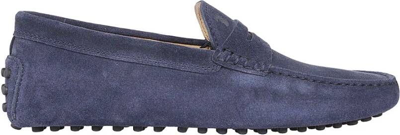 TOD'S Blauwe Suède Rijdersschoenen met Rubberen Studs Blue Heren