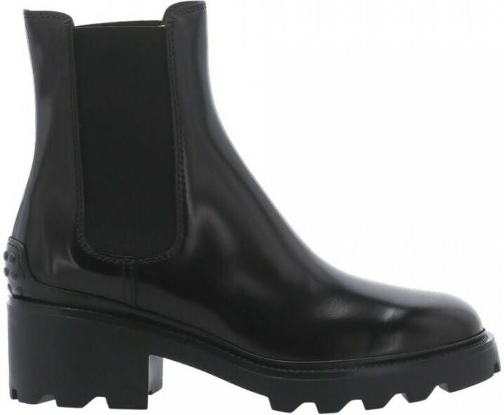 TOD'S Zwarte Gevlekte Chelsea Laarzen Black Dames