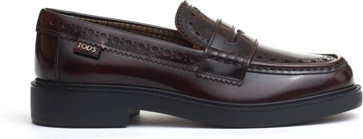 TOD'S Bordeaux Leren Loafer Schoen Red Dames