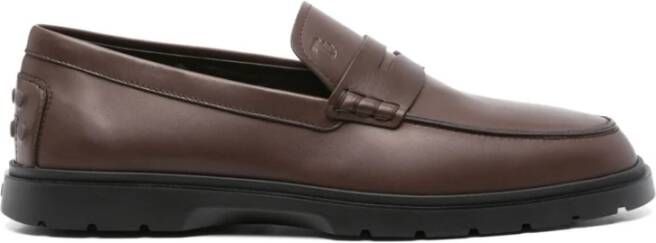 TOD'S Bruin Kalfsleer Rubberen Zool Enkellaars Brown Heren