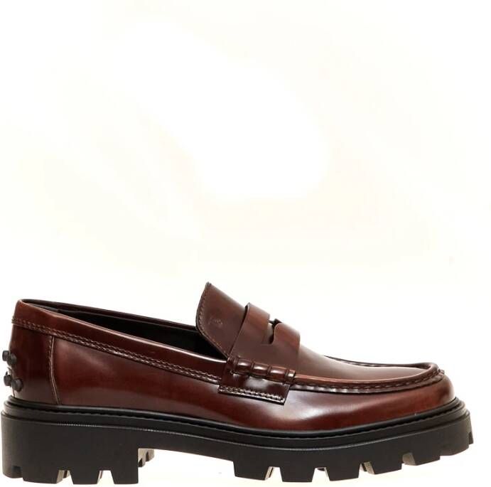 TOD'S Bruin leren Loafer schoenen Brown Dames