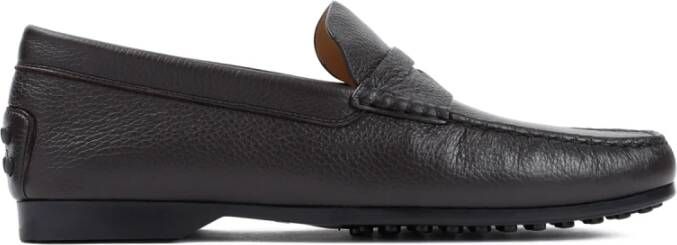 TOD'S Bruin Leren Loafers Klassieke Stijl Brown Heren