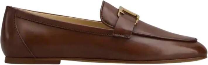 TOD'S Bruin leren mocassin platte schoenen Brown Dames