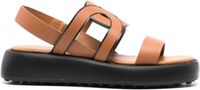 TOD'S Bruin Leren Sandalen Brown Dames