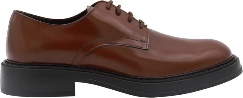 TOD'S Bruin Leren Veterschoenen Brown Heren