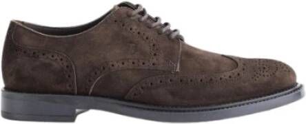 TOD'S Bruin Suède Leren Derby Brogues Brown Heren