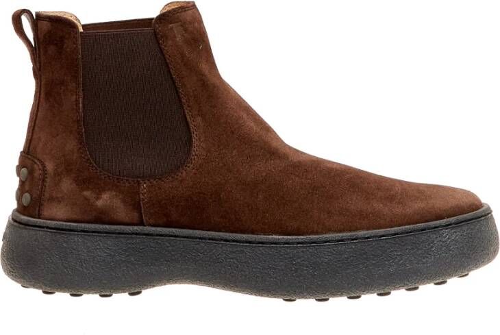 TOD'S Bruine leren enkellaarzen Brown Heren