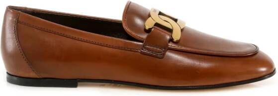 TOD'S Bruine Leren Loafer Schoenen Brown Dames