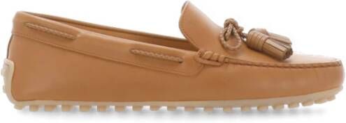 TOD'S Bruine Leren Loafers met Strik Brown Dames