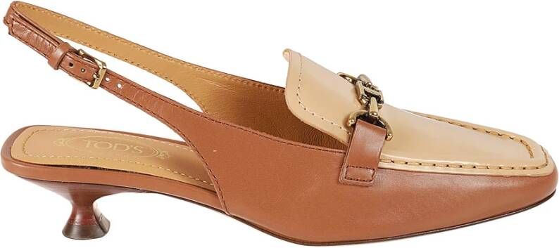 TOD'S Bruine Leren Sandalen met Moc. Ch Morsetto Brown Dames