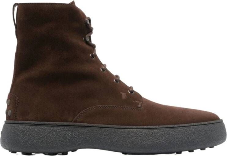 TOD'S Bruine Leren Veterschoenen Bruin Heren