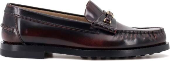 TOD'S Bruine Loafer Schoenen met Metalen Detail Brown Dames
