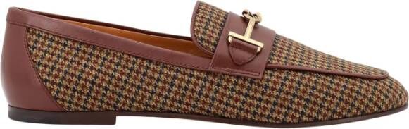 TOD'S Bruine Loafer Schoenen met T-Ring Detail Brown Dames