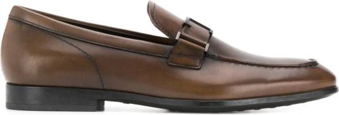 TOD'S Bruine Metallic Logo Moccasin Brown Heren