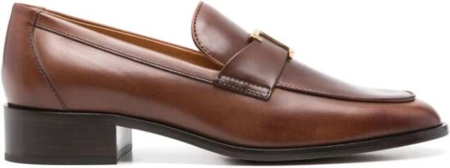 TOD'S Bruine platte schoenen met logo Brown Dames