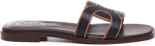 TOD'S Bruine Sandalen met Uitgesneden Logo Brown Dames