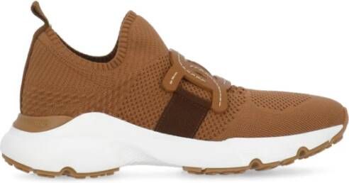 TOD'S Bruine Sneakers met Leren Kettingdetail Brown Dames