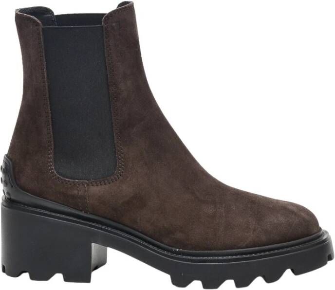 TOD'S Bruine Suède Chelsea Laarzen Brown Dames