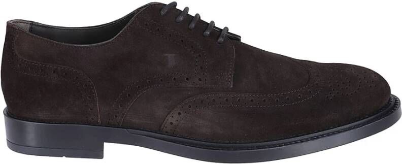 TOD'S Bruine Suède Derby Schoenen met Brogue Brown Heren