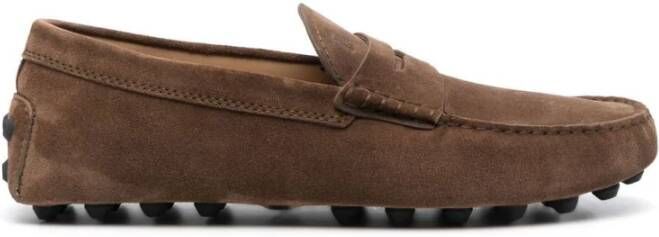 TOD'S Bruine Suède Loafers Platte Schoenen Brown Heren