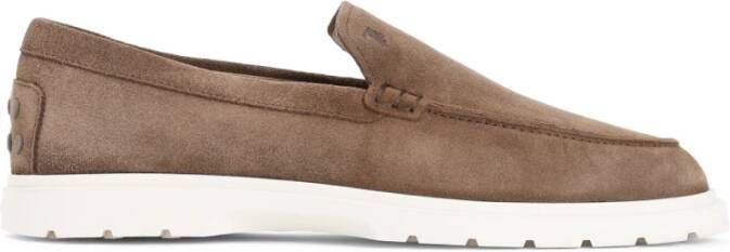 TOD'S Bruine Suède Loafers Stijlvolle Comfortabele Schoenen Brown Heren