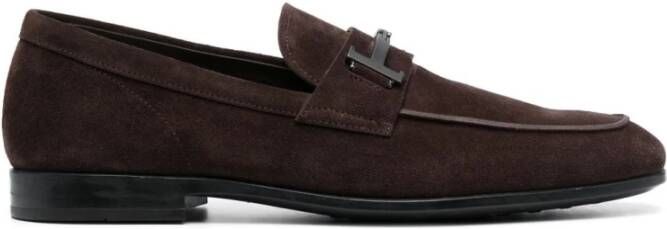 TOD'S Bruine Suède Metalen Mocassins Brown Heren