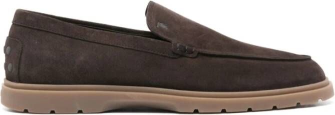 TOD'S Bruine Suède Mocassin Platte Schoenen Brown Heren