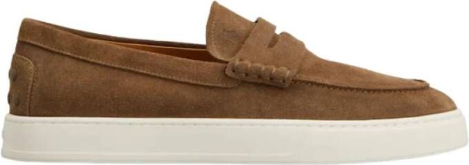 TOD'S Bruine Suède Mocassin Platte Schoenen Brown Heren