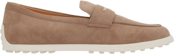 TOD'S Bruine Suède Penny Loafer Schoenen Beige Dames