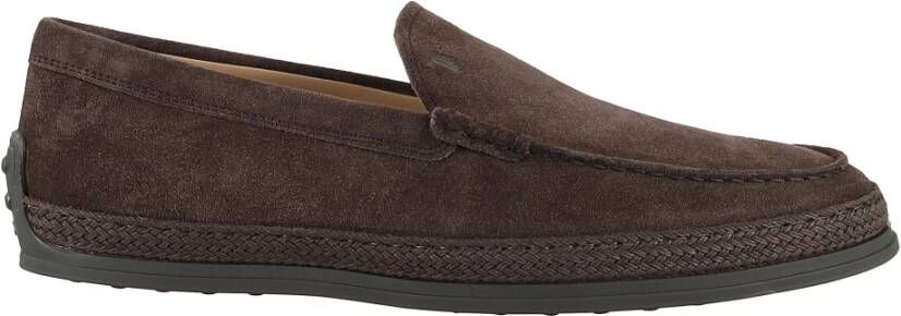 TOD'S Bruine Suède Slip-On Raffia Sneakers Brown Heren