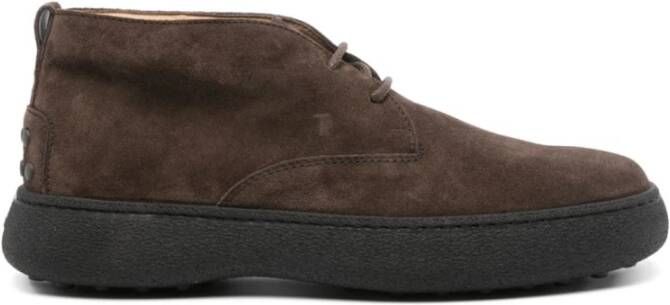 TOD'S Bruine Suède Veterschoenen Brown Heren