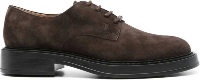 TOD'S Bruine Suède Veterschoenen Brown Heren