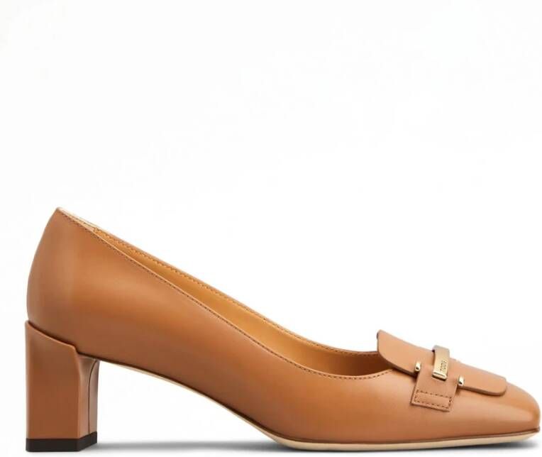 TOD'S Bruine Vierkante Neus Platte Schoenen Brown Dames