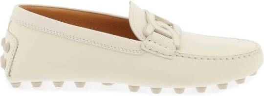 TOD'S Bubble Gommino Moccasins met leren kettingaccessoire White Dames