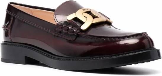 TOD'S Burgundy Calf Leather Instappers Red Dames