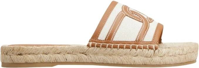 TOD'S Canvas en leren ketting sandaal Beige Dames