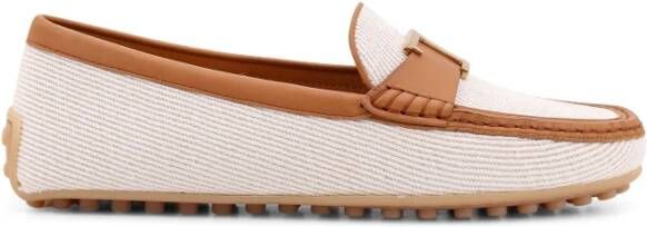 TOD'S Canvas Loafer met Tijdloos Detail Beige Dames