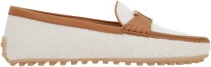 TOD'S Canvas platte schoenen met leren rand Brown Dames