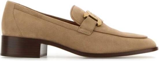 TOD'S Cappuccino Suede Loafers Beige Dames