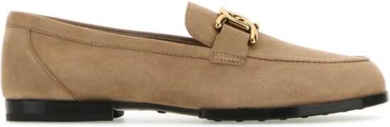 TOD'S Cappuccino Suède Loafers voor dames Brown Dames