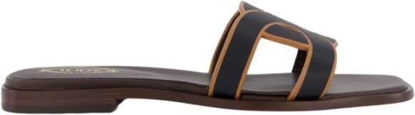 TOD'S Bruine Sandalen met Uitgesneden Logo Brown Dames