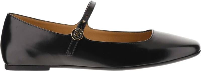 TOD'S Leren Ballet Flats Amandel Teen Strap Black Dames