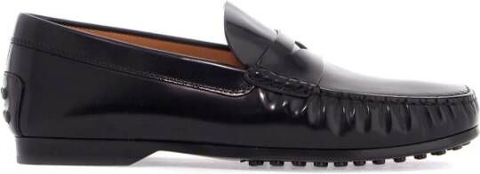 TOD'S Elegante leren loafers met rubberen zool Black Heren